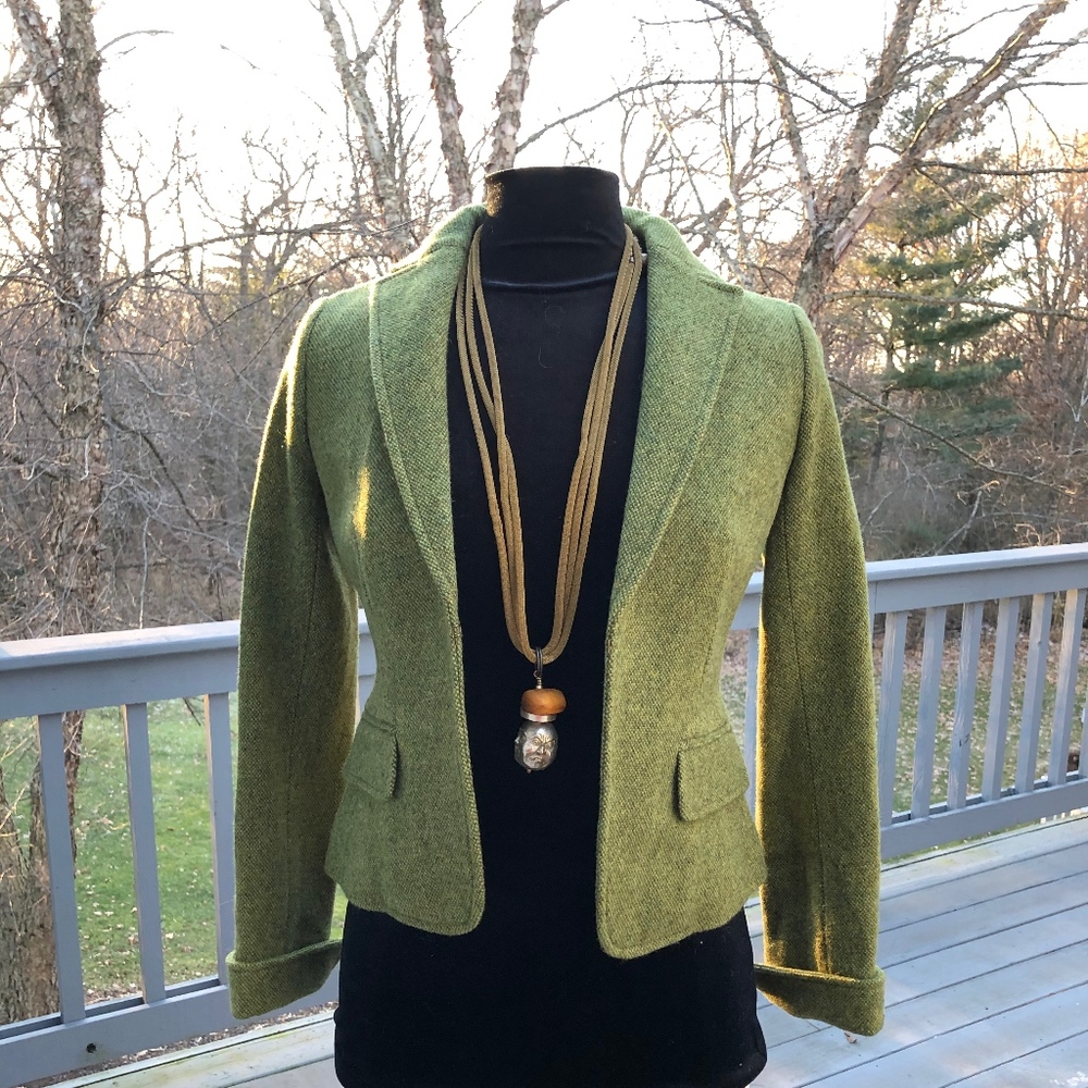 J Crew Green Tweed  Blazer
